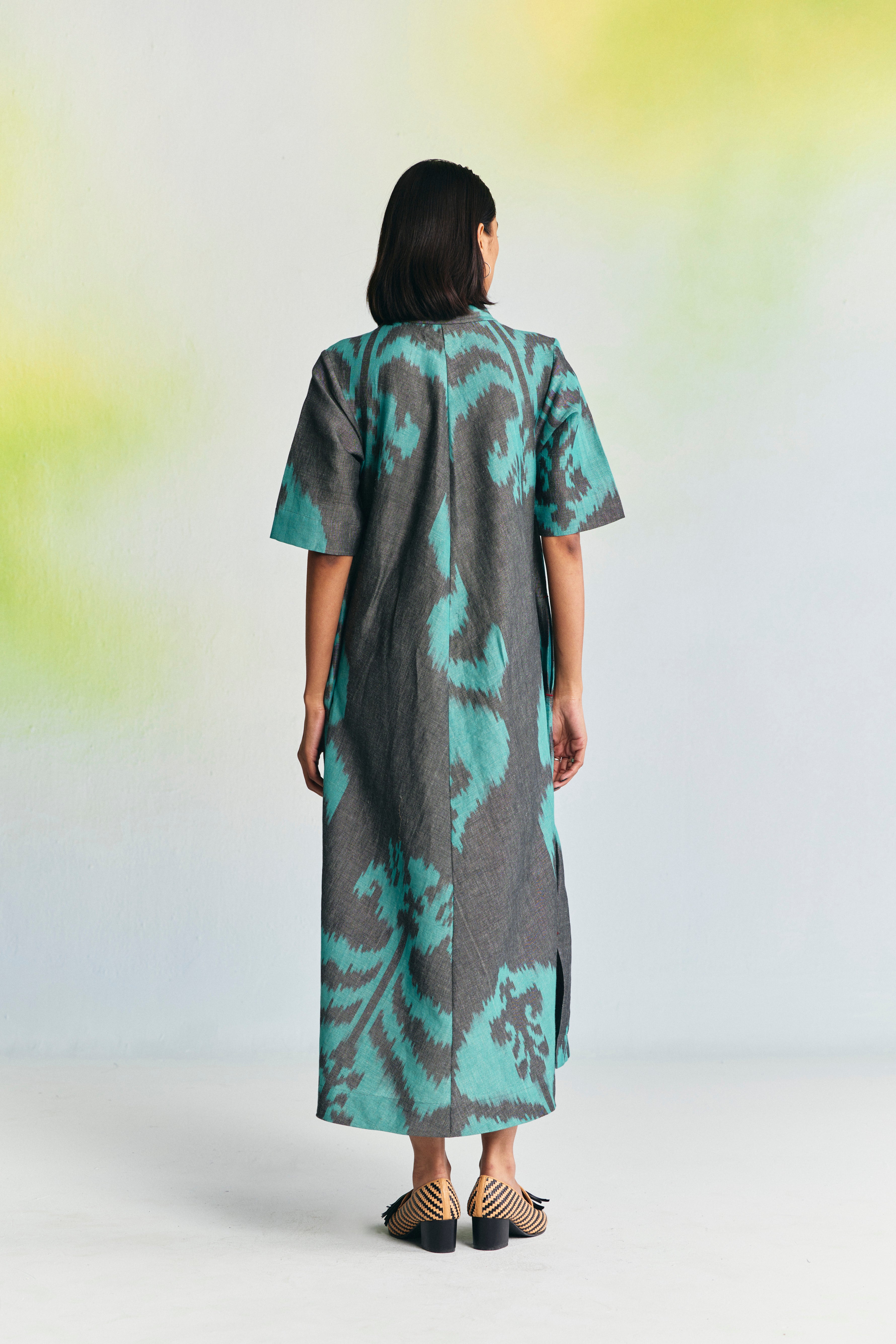 GRISAILLE LINEN COLLARED MAXI