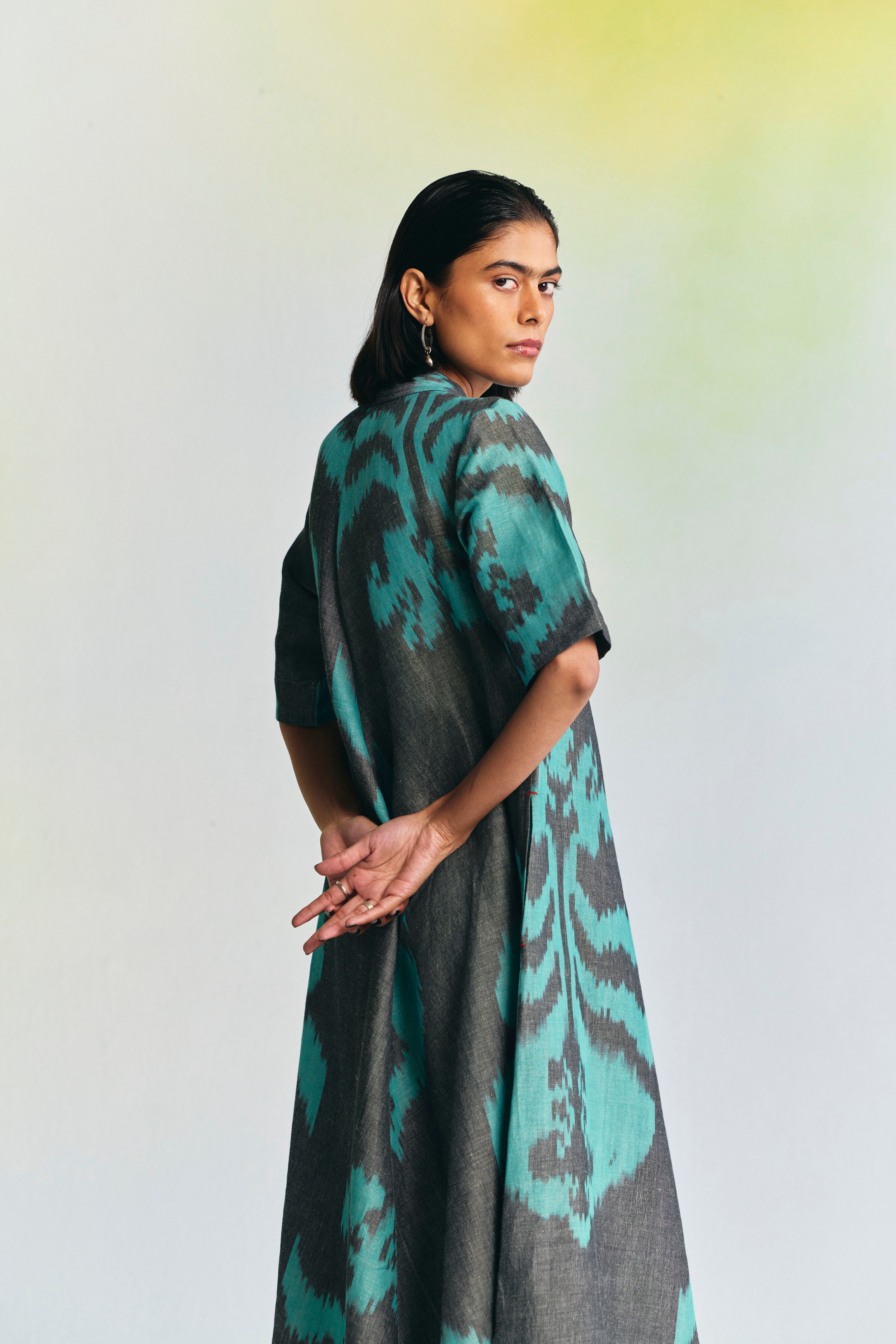 GRISAILLE LINEN COLLARED MAXI