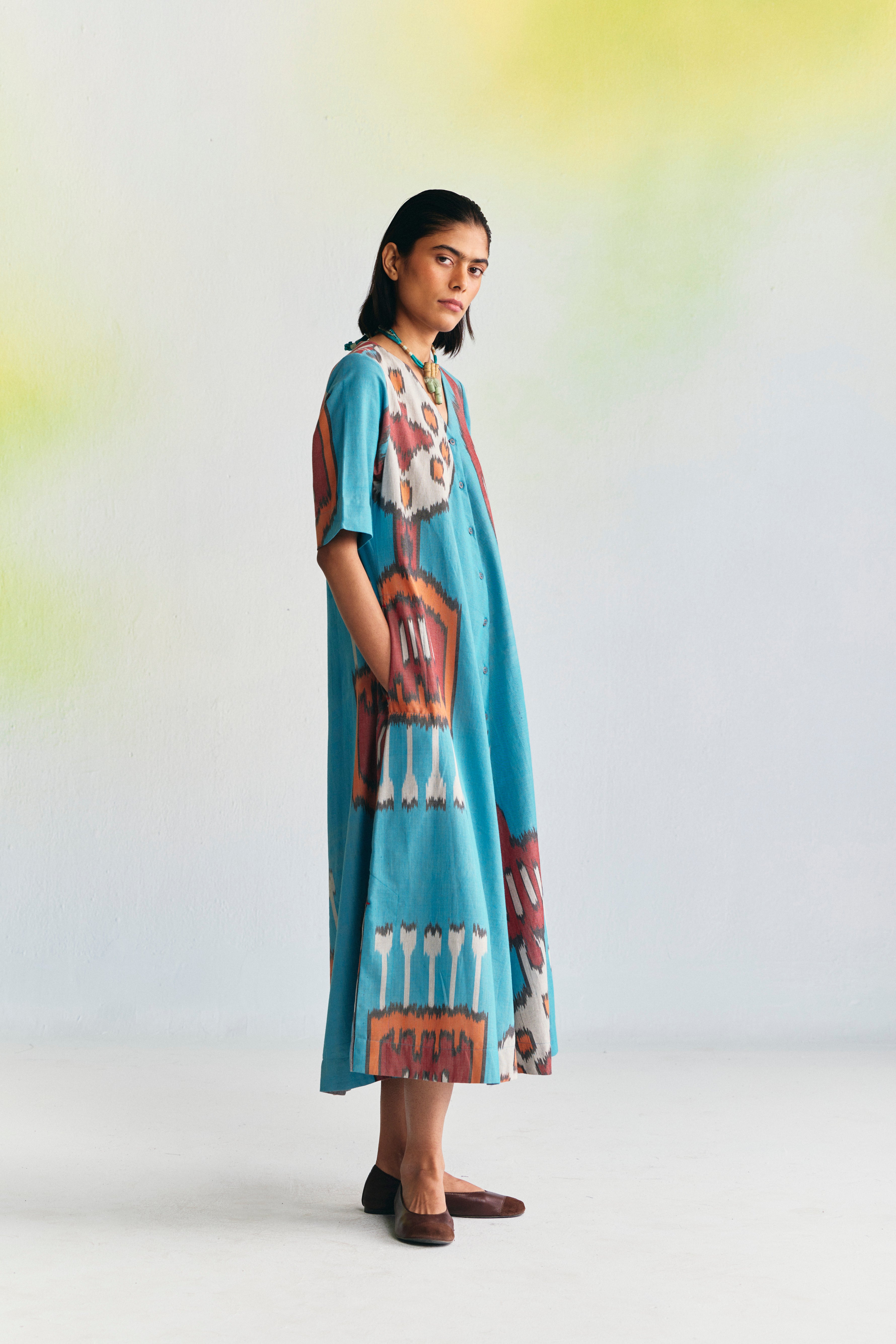 CLAY BIAS BUTTON DRESS