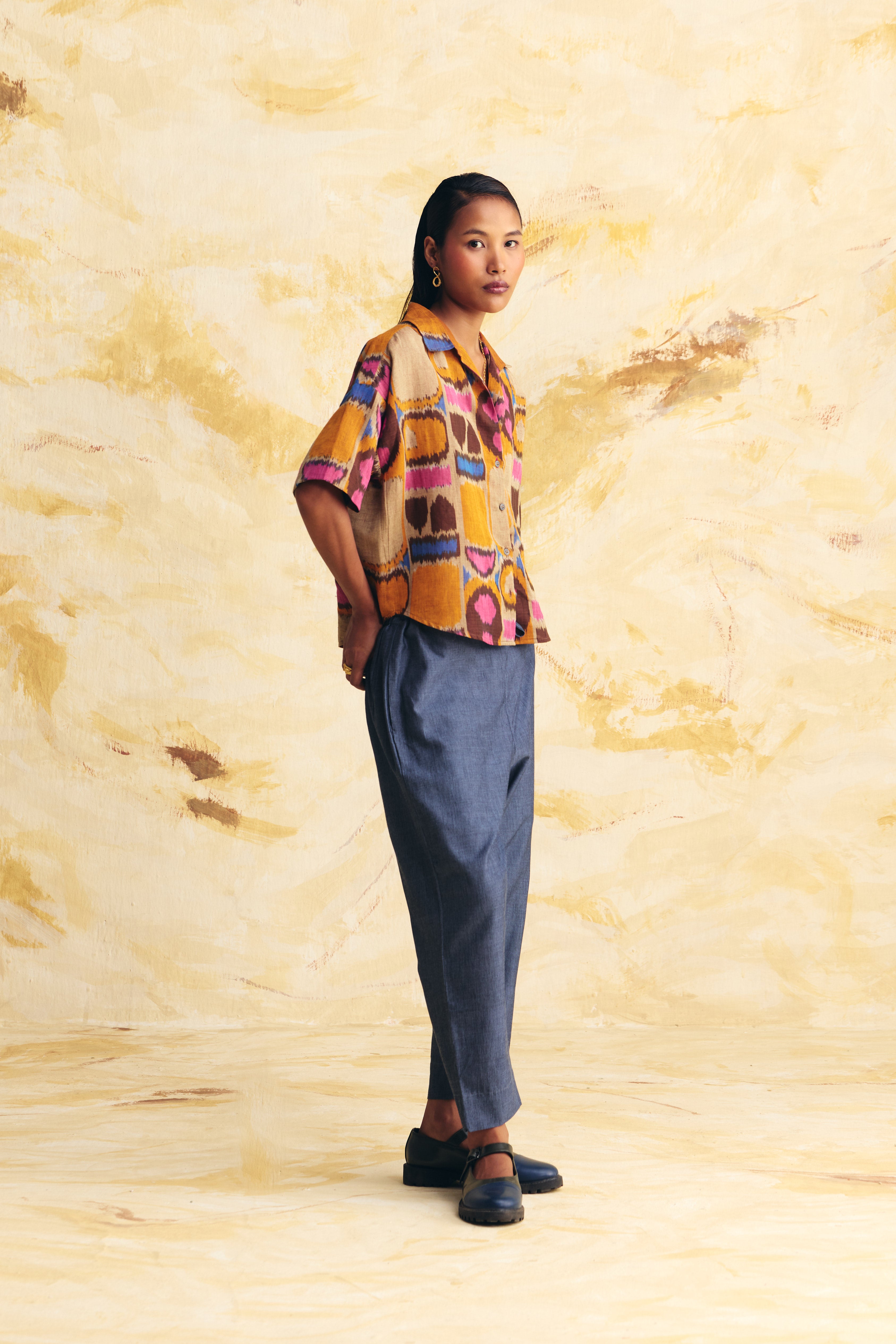 SUNFLARE LINEN CROPPED SHIRT CO-ORD