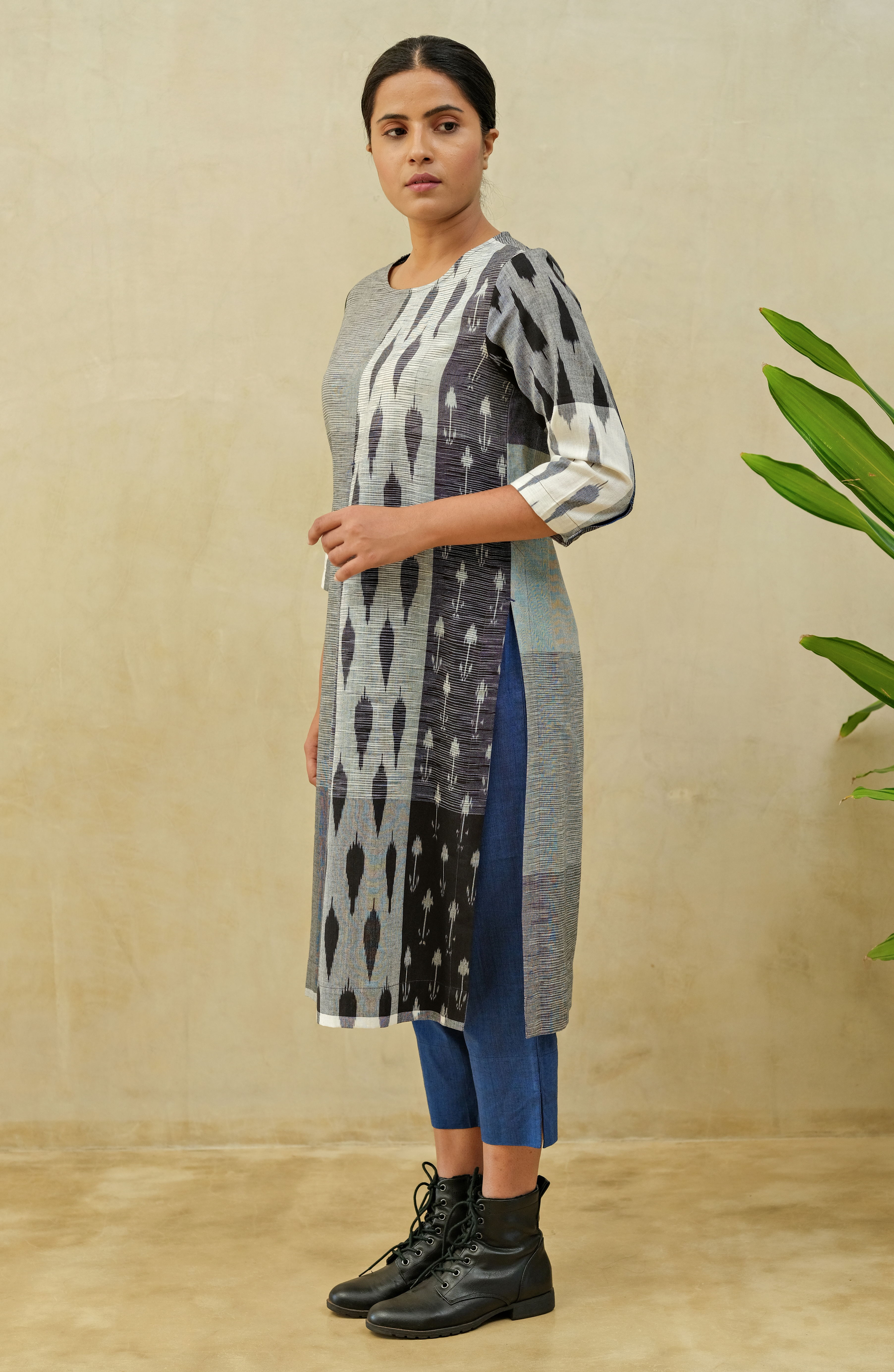 Black Ice Pleated Kurta