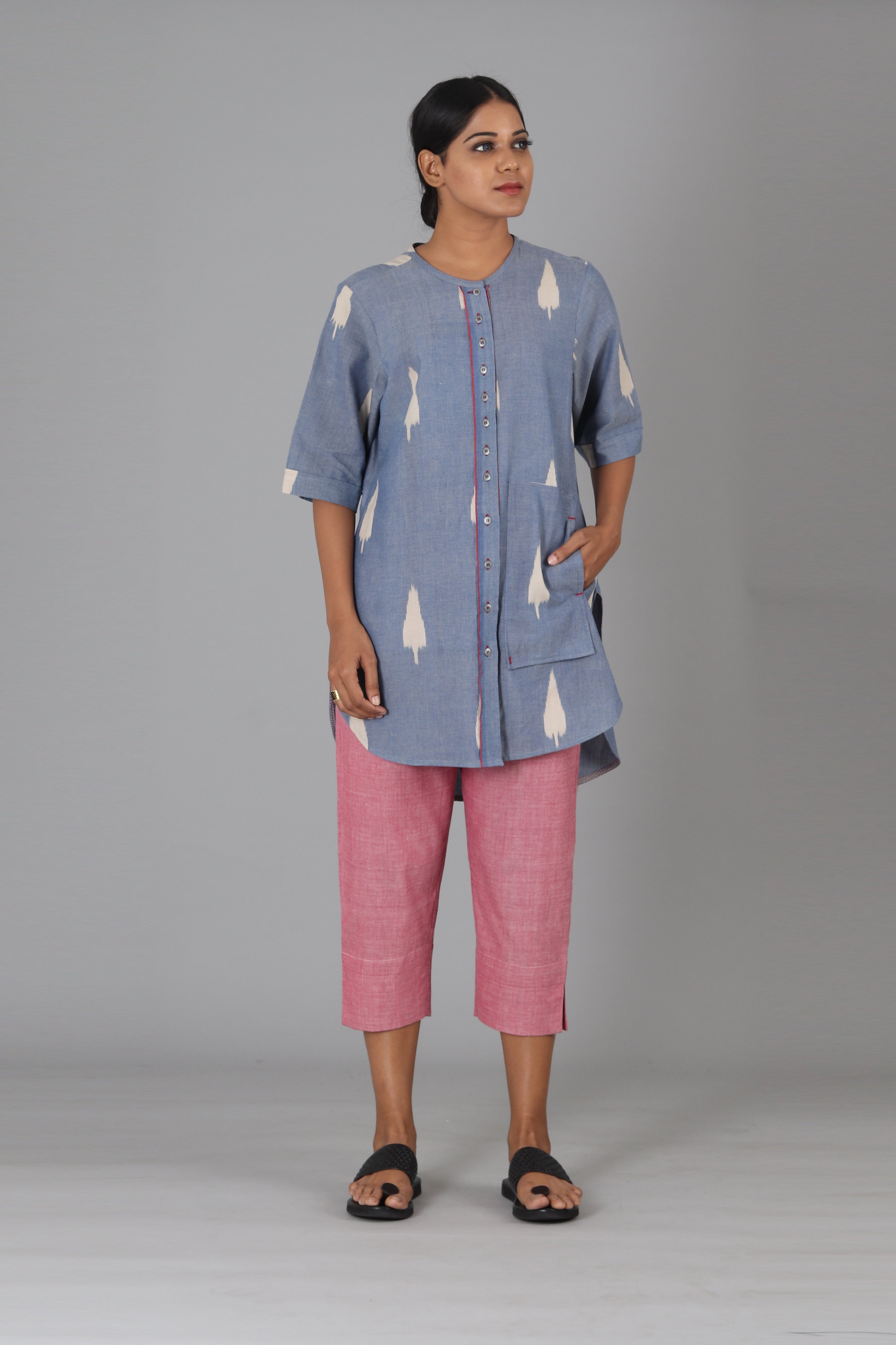 Blue Leaf Tunic Top