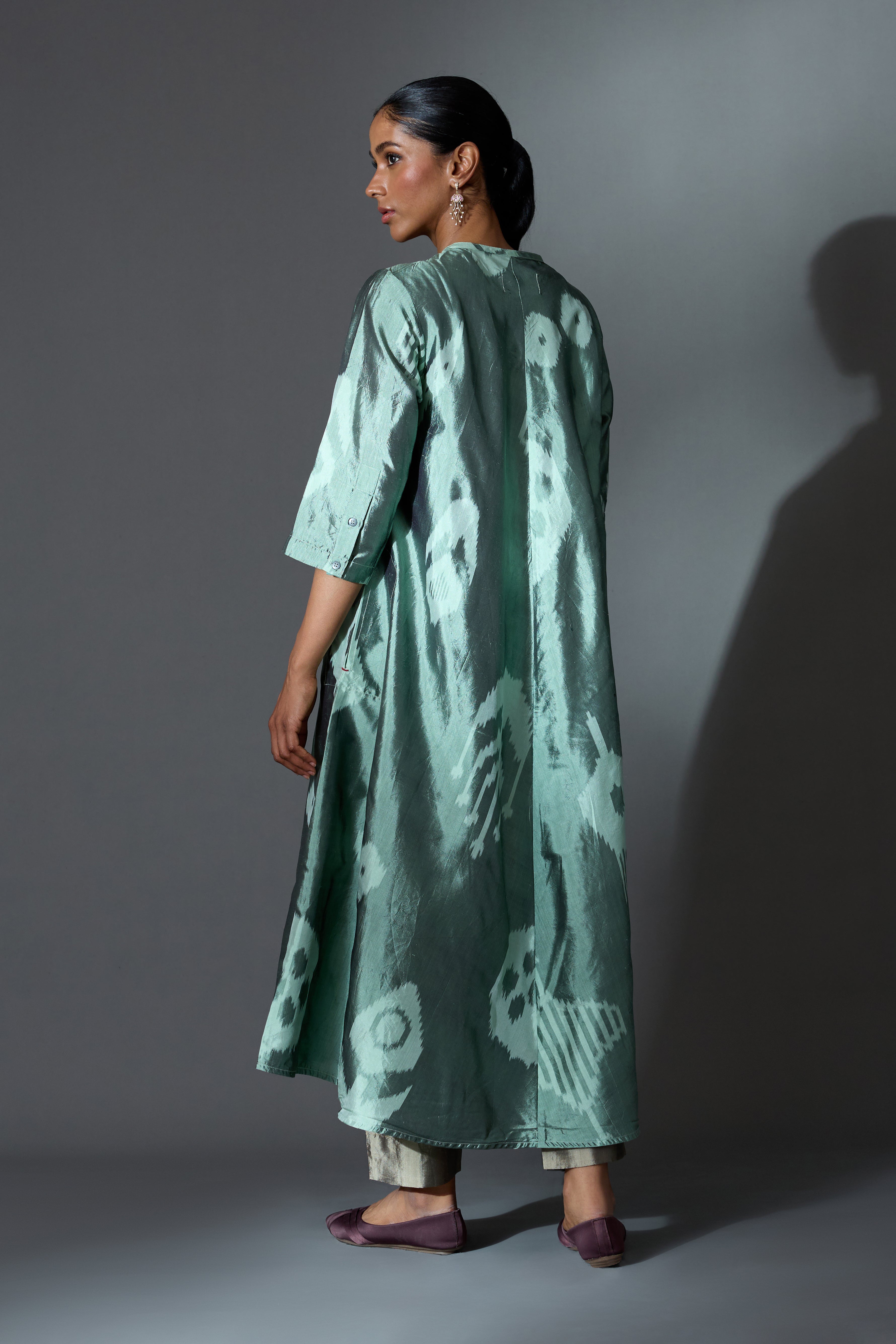 SAGE BIAS BUTTON DRESS