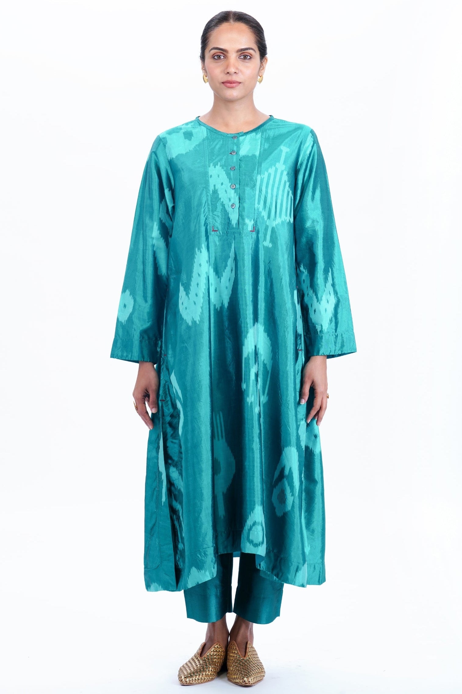 TURQUOISE YOKE KURTA CO-ORD