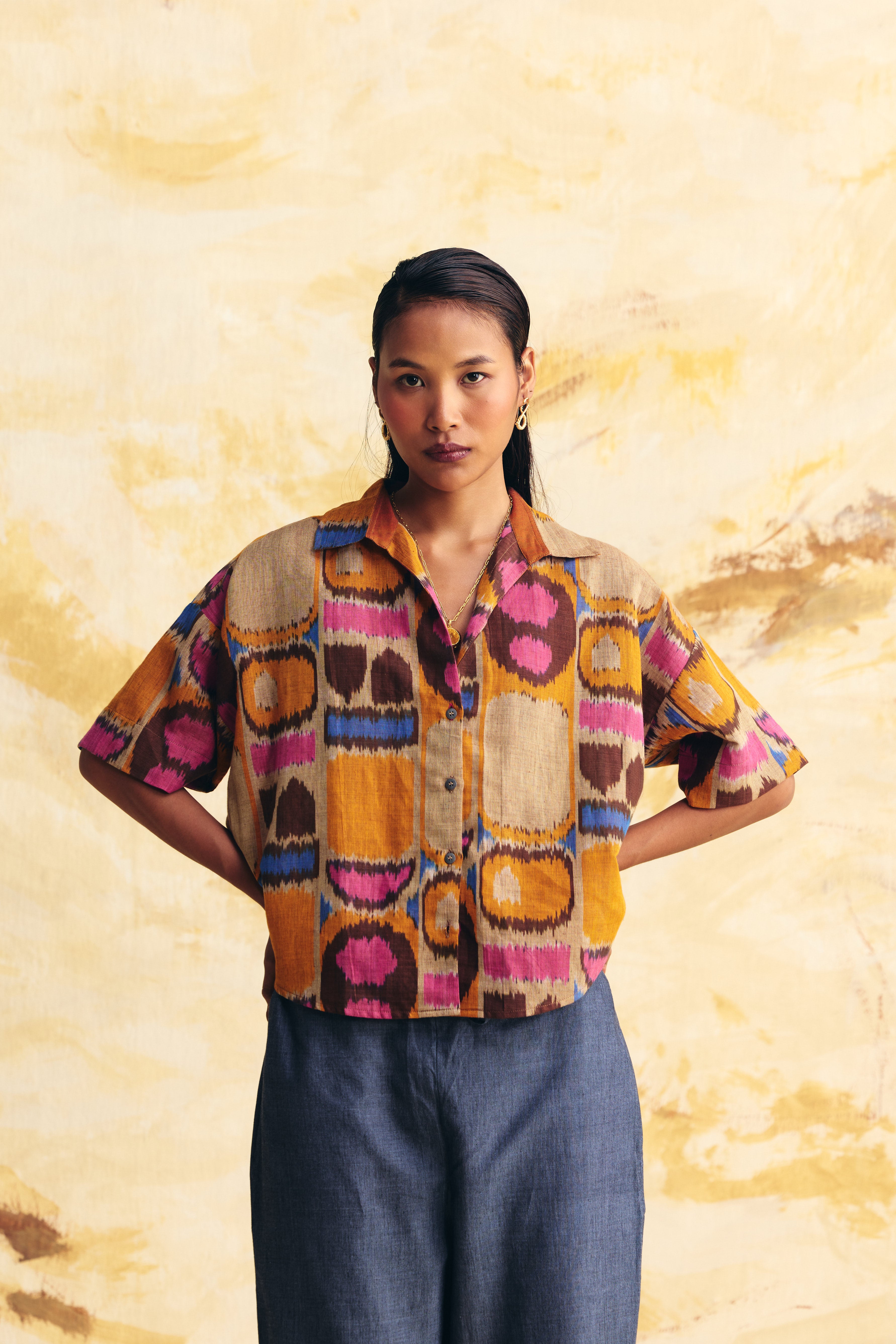 SUNFLARE LINEN CROPPED SHIRT CO-ORD