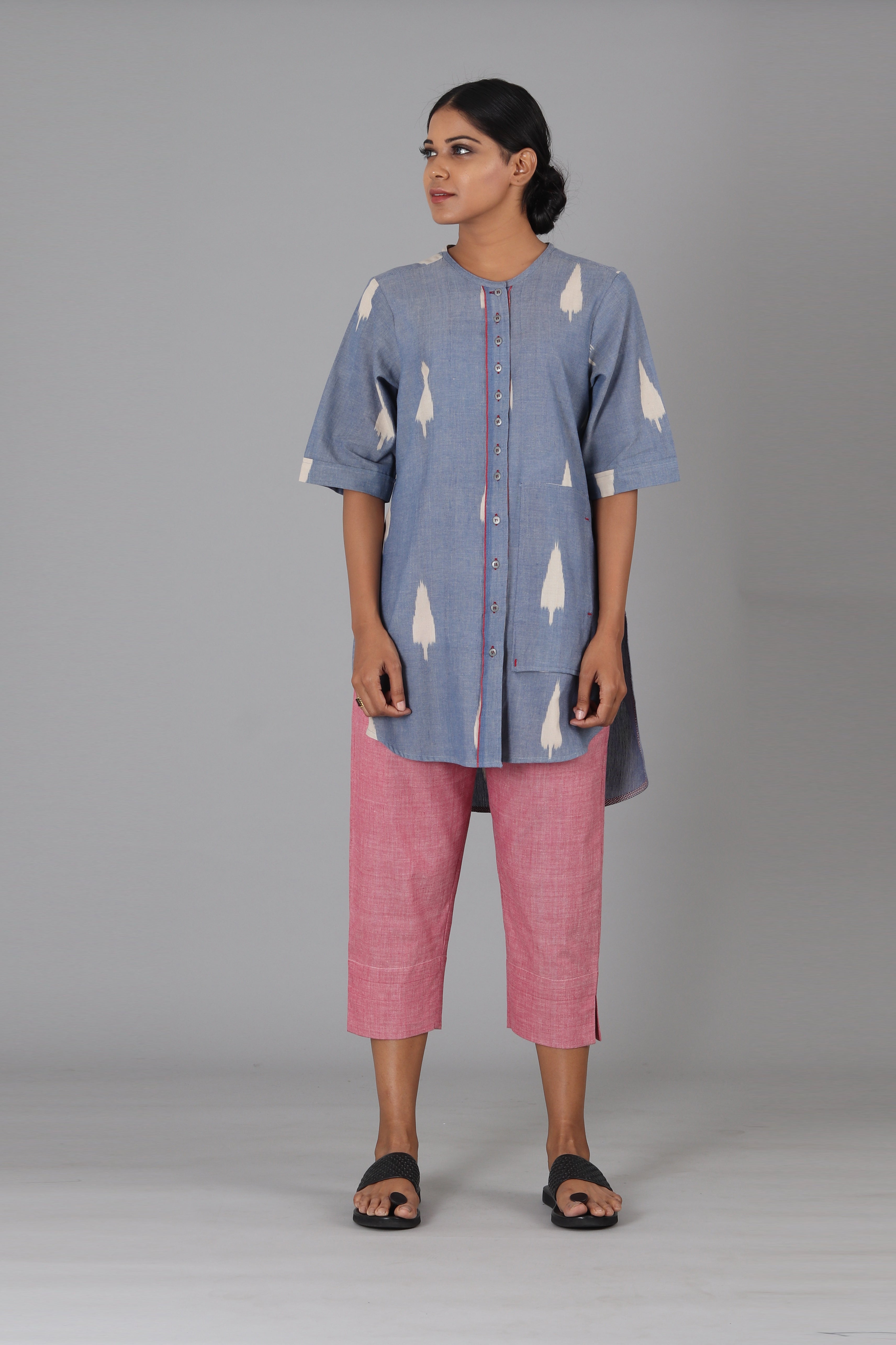 Blue Leaf Tunic Top