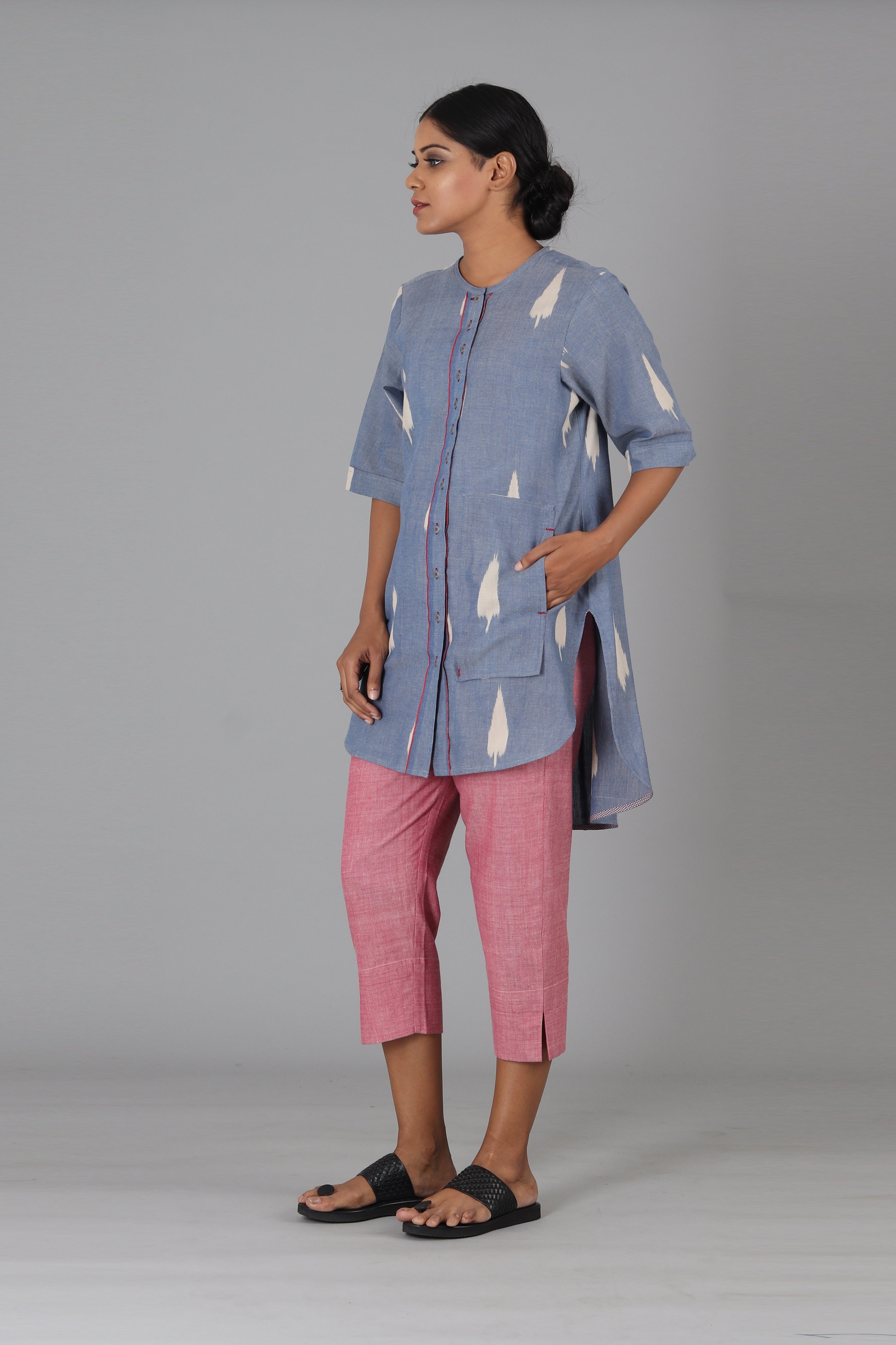 Blue Leaf Tunic Top