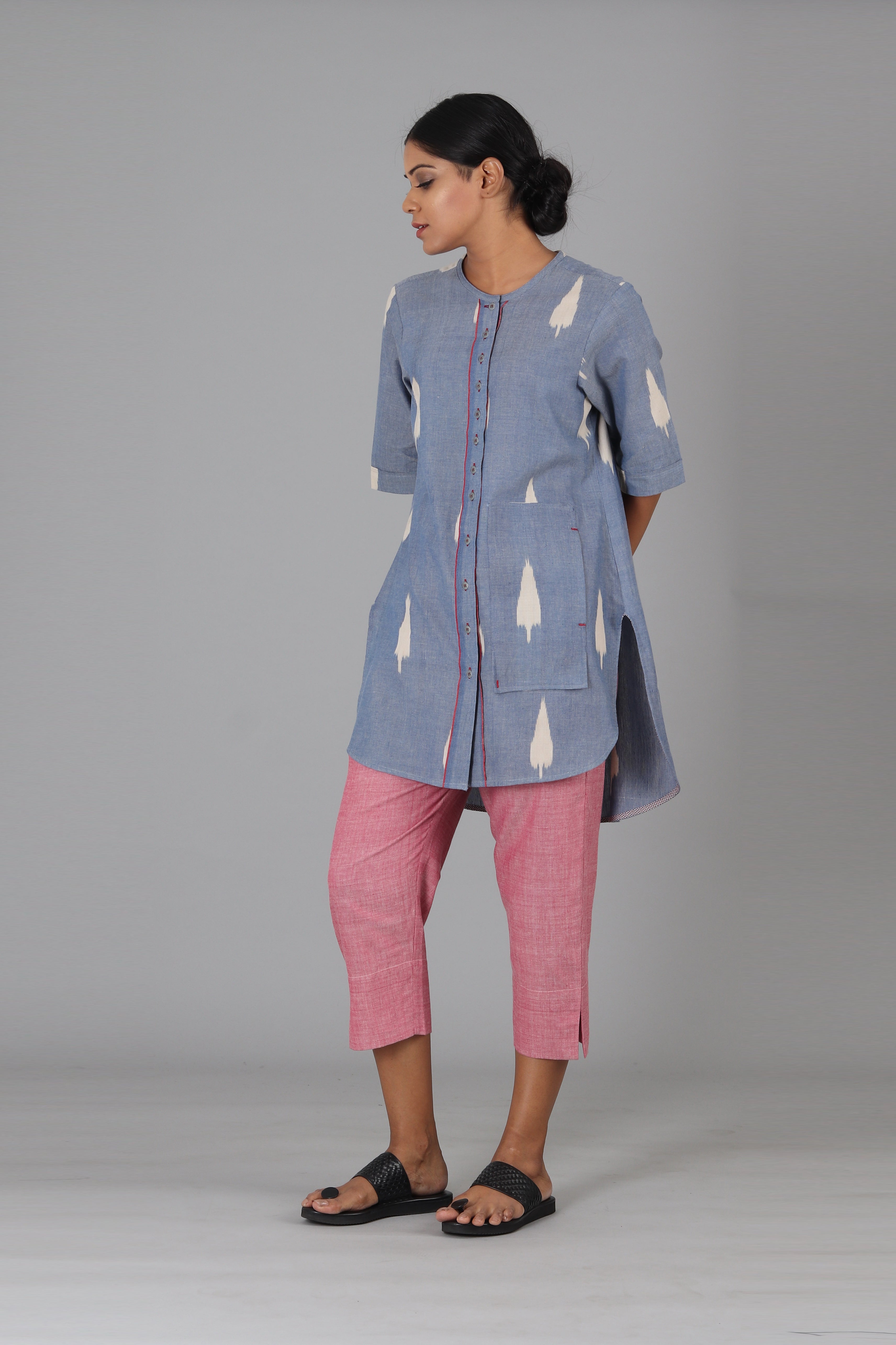Blue Leaf Tunic Top